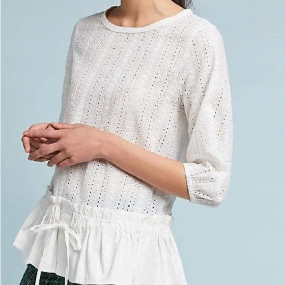 Anthropologie Eri + Ali Nora Eyelet Blouse - Picture 1 of 7
